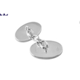 Hallmarked Silver Oval Chain Cufflinks Small