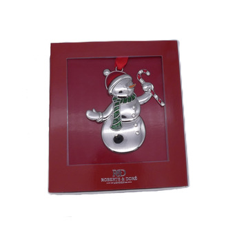 Snowman with Candy Cane Christmas Tree Decoration