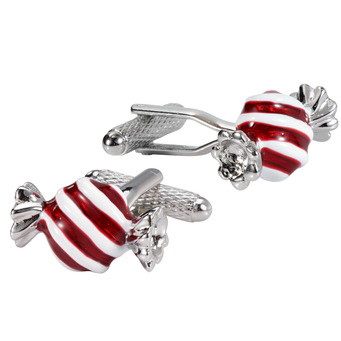 Red and White Enamelled Sweet Cufflinks