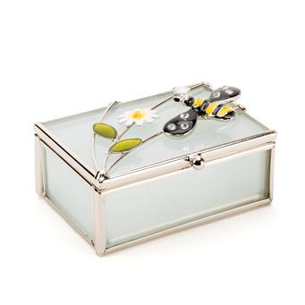 Bee and Floral Oblong Trinket Box 