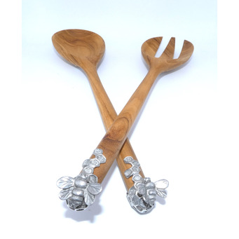 Pair of Bee Handled Mango Wooden Salad Servers