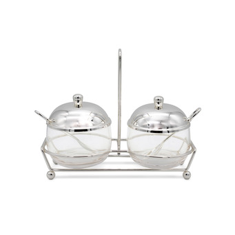 Silverplated Double Preserve Dish on Stand