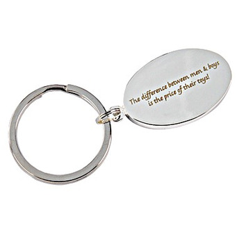 Oval Key Ring - Engraved The difference between men and boys......