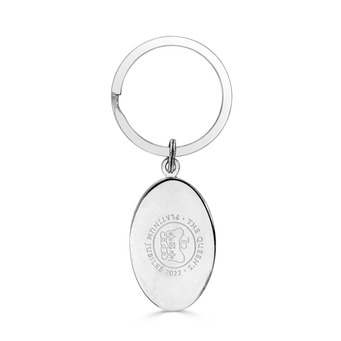Oval Key Ring - Silver Plated with The Queen's Platinum Jubilee Emblem