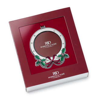 Round Frame with Holly Christmas Tree Decoration
