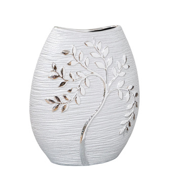 Ceramic Vase with Silverplated Highlights 24cm Large