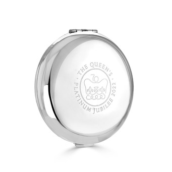 Round Handbag Mirror - Silver Plated with The Queen's Platinum Jubilee Emblem