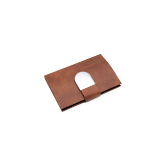 Card Case Hinged with Tan Faux Leather