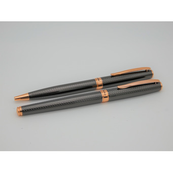 Black and Rose Gold Rollerball and Ballpoint Pen Set 
