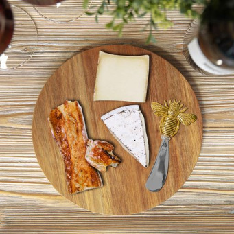 Acacia Wood Cheese Board and Bee Knife
