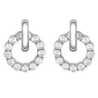 Silver Crystal Circle Earrings