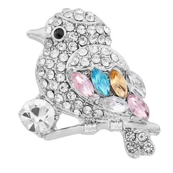 Multi Crystal Bird Brooch