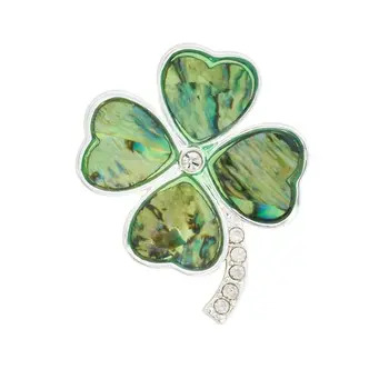 Silver Abalone Shamrock Brooch