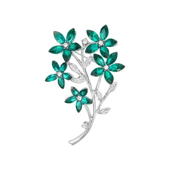 Crystal Blue Zircon Flowers Brooch