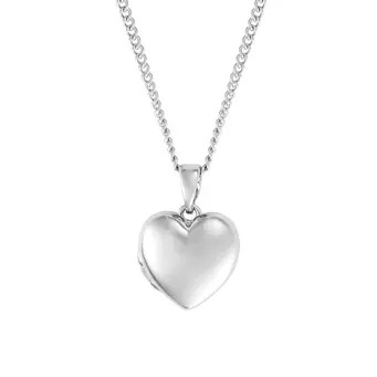 Silvered Heart Locket Necklace