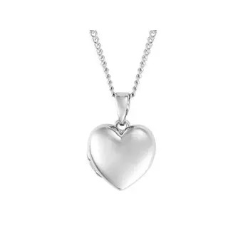 Rhodium Heart Locket Necklace