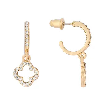 Gold Clover Crystal Earrings