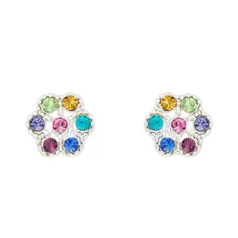 Multi Flower Crystal Earrings