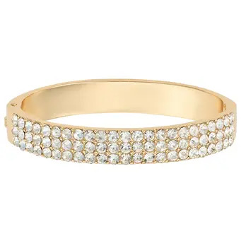 Golden Symphony Hinged Crystal Bangle