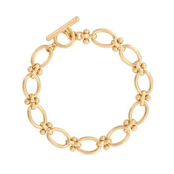 Golden Oval Link T-Bar Bracelet