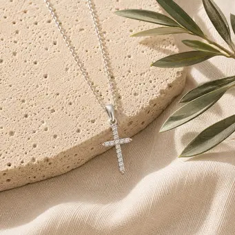 Radiant Crystal Cross Pendant
