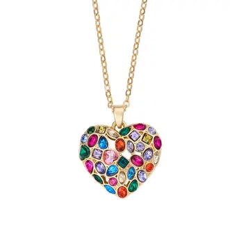 Colour Burst Jewelled Heart Pendant