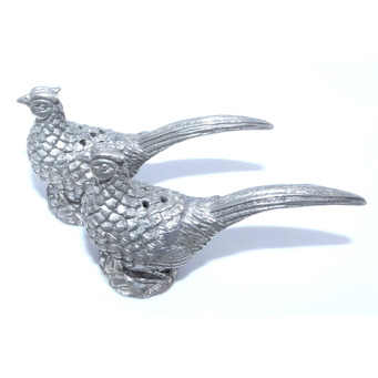 Pair of Pewter Pheasant Salt and Pepper Shakers