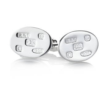 HM Silver Oval Cufflinks with Display Hallmarks