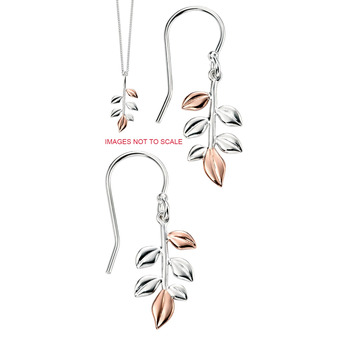 Sterling Silver and Rose Gold Plated Leaf Earrings