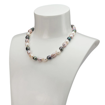 Three Coloured Freshwater  Baroque Pearl Necklace