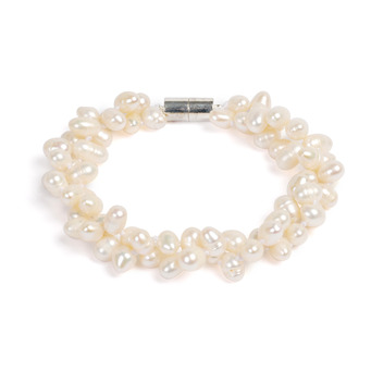 Twisted White Freshwater Pearl Bracelet