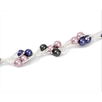 Peacock and Pink Freshwater Four Pearl Group Necklace