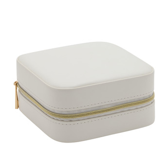 Small White Leatherette Jewellery Case 