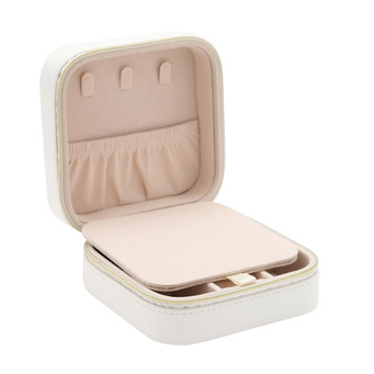 Small White Leatherette Jewellery Case 