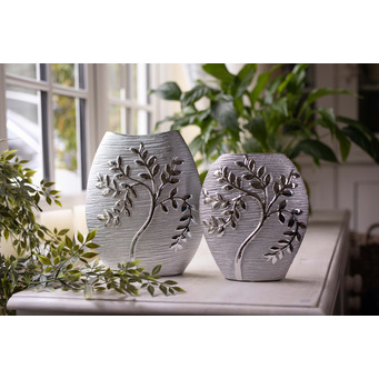 Ceramic Vase with Silverplated Highlights 20cm 