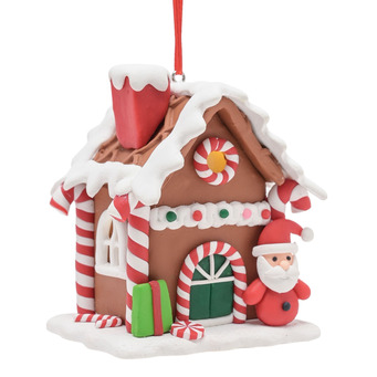 Set of Two LED Gingerbread House Tree Decorations