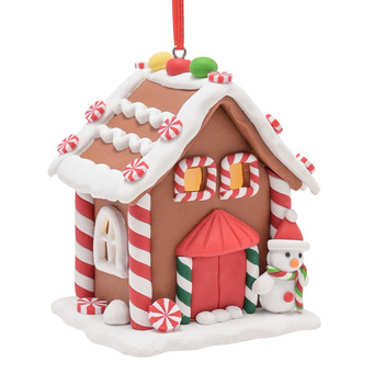 Set of Two LED Gingerbread House Tree Decorations