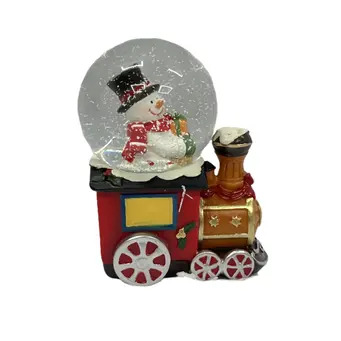Jolly Snowman on Train Snow Globe 4.5cm