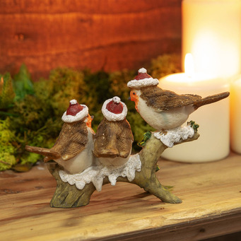 Three Christmas Robins