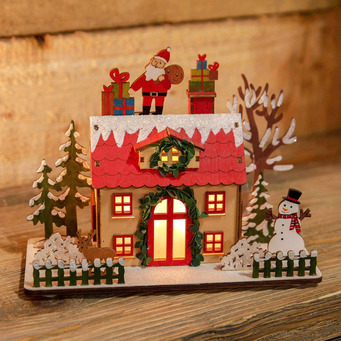 Wooden Christmas Cottage Decoration