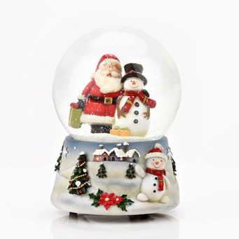 Snow Globe with Santa and Snowman - wind-up