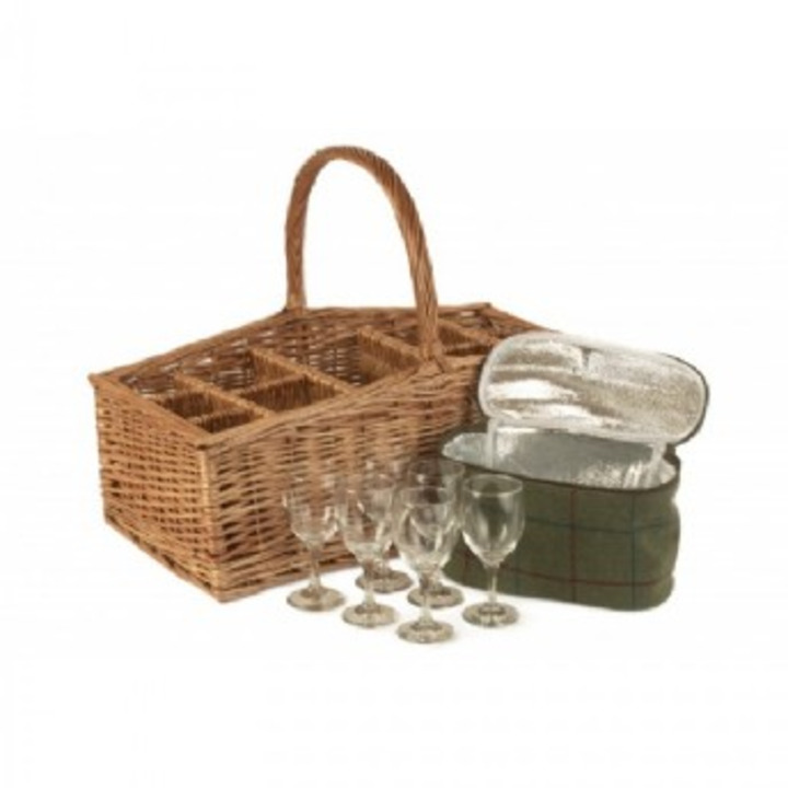 Outdoor Party Basket with 6 Wine Glasses
