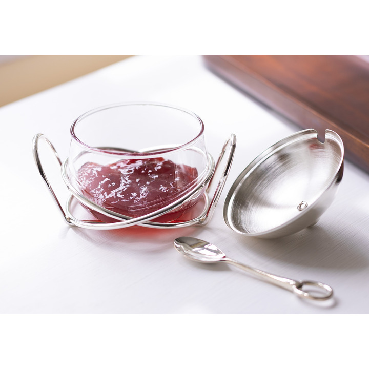 Silverplated Preserve Dish with Spoon and Stand