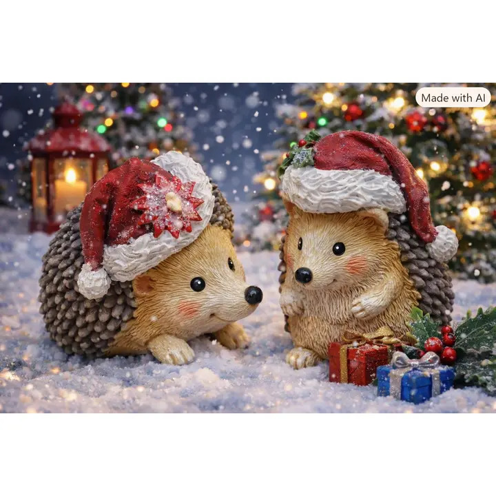 Pair of Christmas Hedgehogs Parents