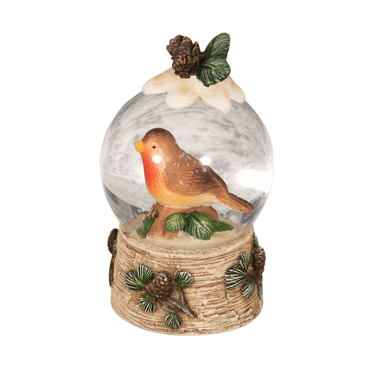 Robin and Pine Cones Snowglobe