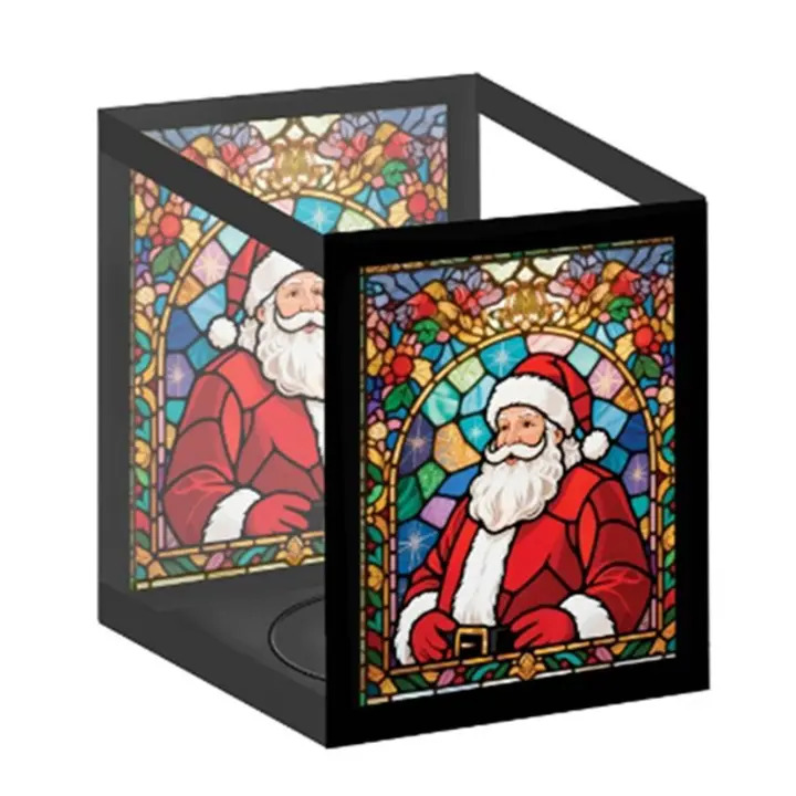 The Stained Glass Santa Lantern