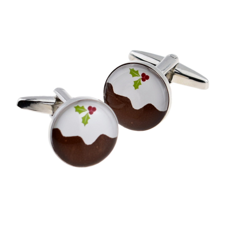 Christmas Pudding Enamelled Cufflinks