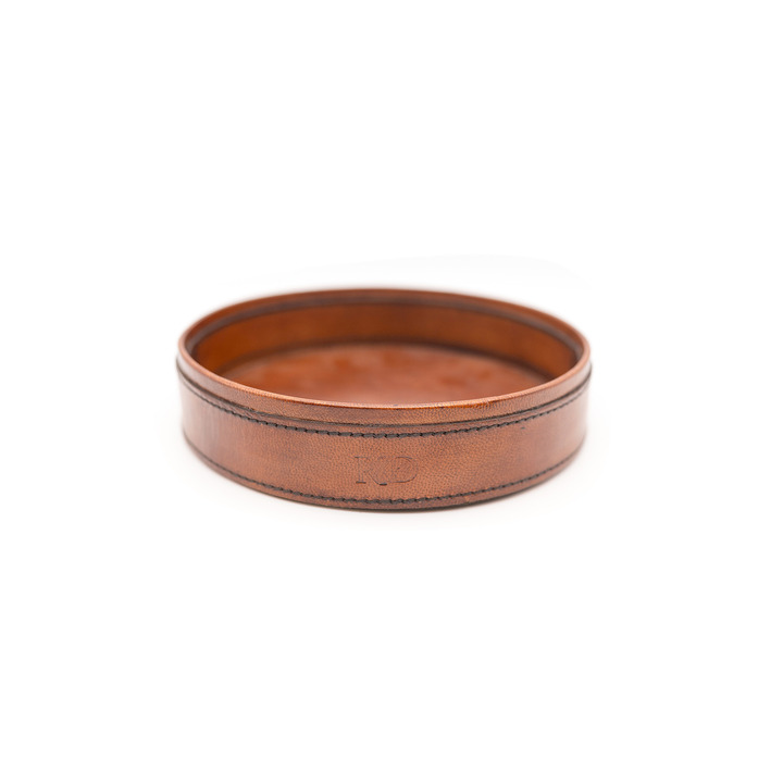 Cognac Leather Drinks / Key Tray