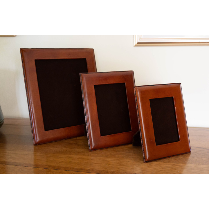 Cognac Leather Plain Photoframes