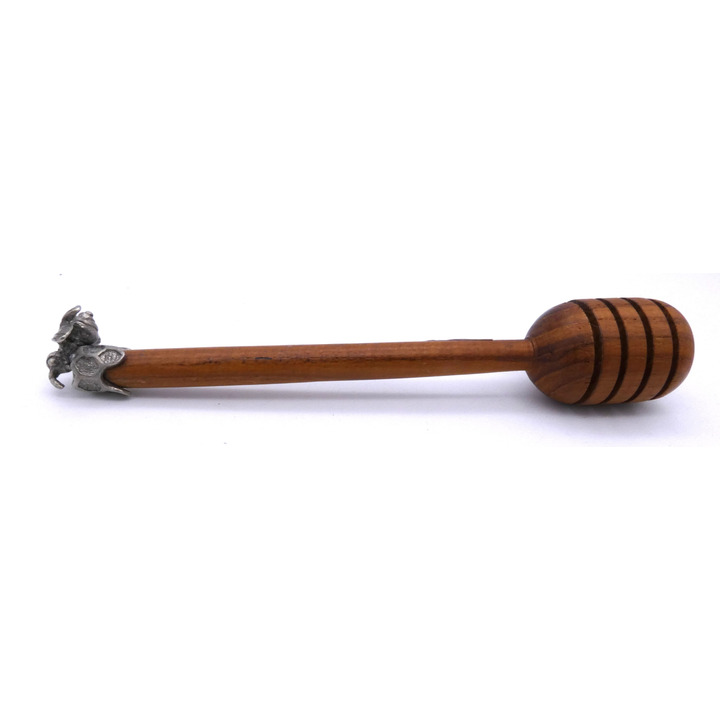 Mango Wood Honey Drizzler with Bee Decoration